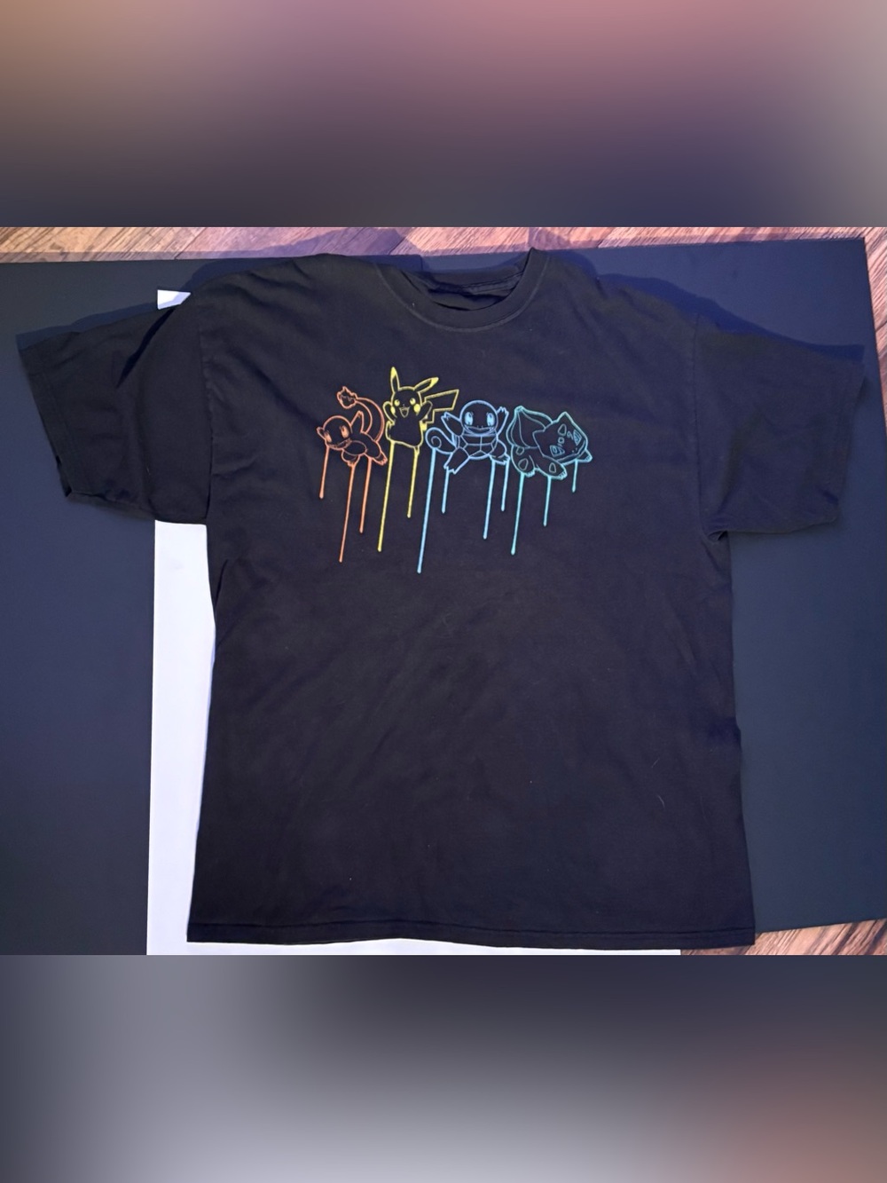 Black Pokémon Printed Neck Label Tee